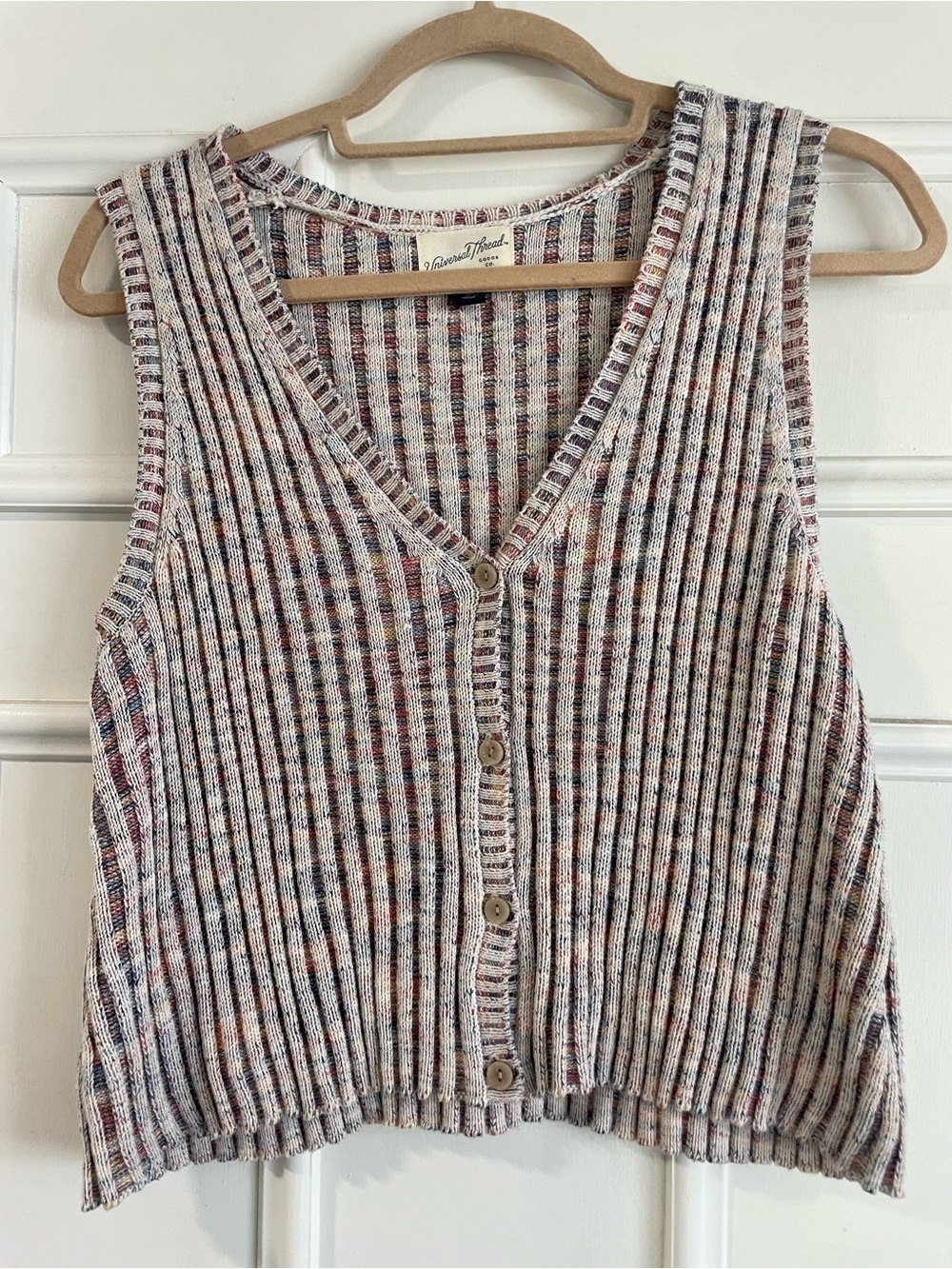 Retro Universal Thread Ribbed Vest Cardigan